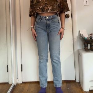 Zara high waisted jeans light wash straight skinny fit